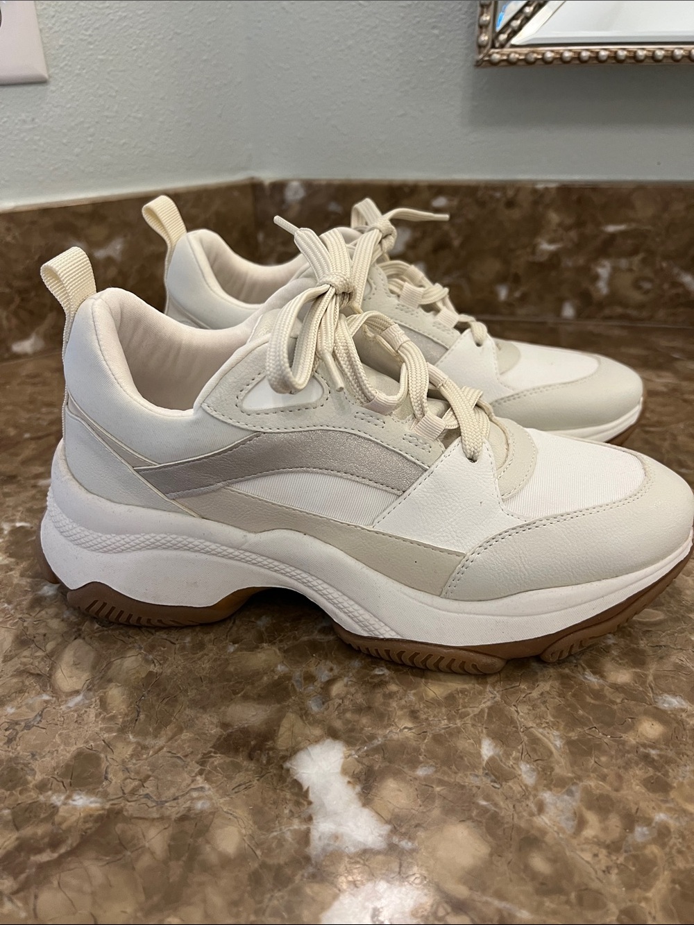 Women’s Chunky Lace-Up Sneakers in Cream with Gum Sole ALDO
